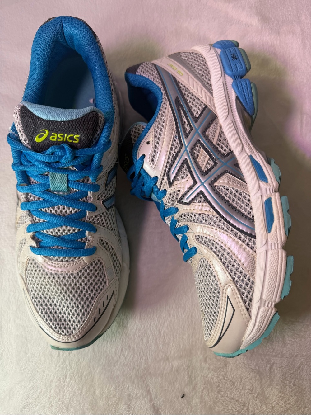 ASICS Women's White and Blue Athletic Running Shoe - Picture 6 of 10